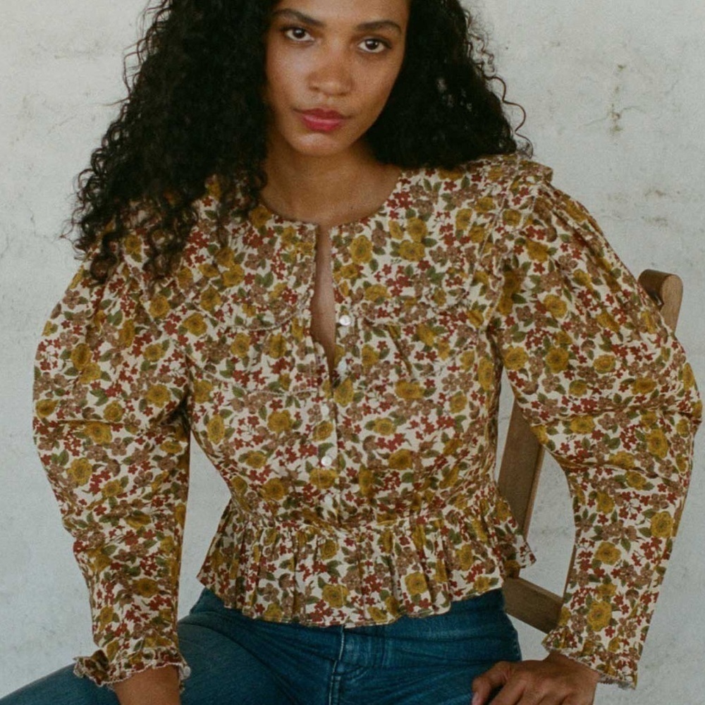Doen Dolores Cotton Ruffle Collar Blouse Top Liberty Jennifer Spring Floral
